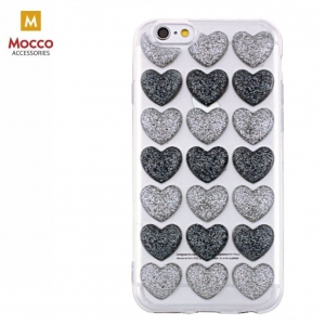 Mocco Trendy Heart Silicone Back Case for Apple iPhone 6 Plus / 6S Plus Black-Silver