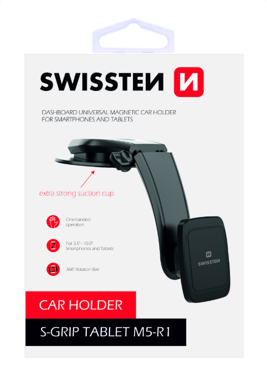 Swissten S-GRIP-M5-R1 Premium Universal Magnetic Car Panel Holder Black