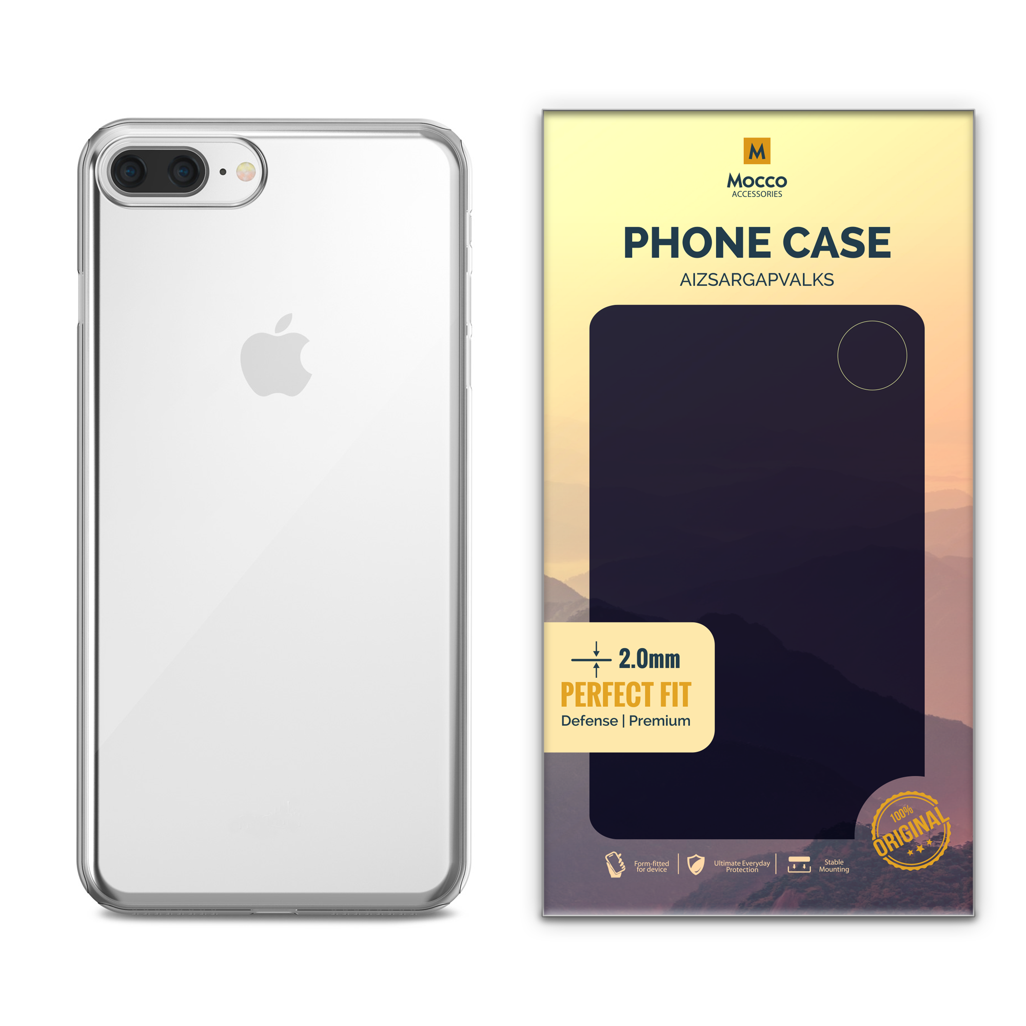 Mocco Original Clear Case 2mm Силиконовый чехол для Apple iPhone 7 Plus Прозрачный (EU Blister)