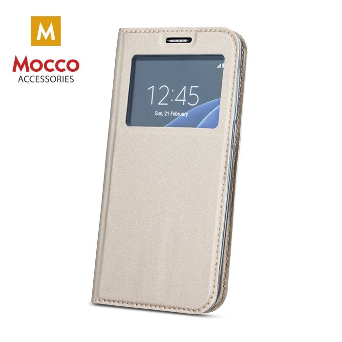 Mocco Smart Look Case Чехол Книжка с окошком для телефона Huawei Mate 20 Pro Золотой