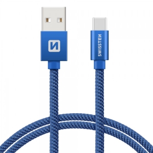 Swissten Textile Универсальный Quick Charge 3.1 USB-C USB Кабель данных 1.2м Синий