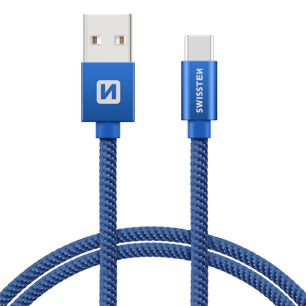 Swissten Textile Универсальный Quick Charge 3.1 USB-C USB Кабель данных 2м Синий