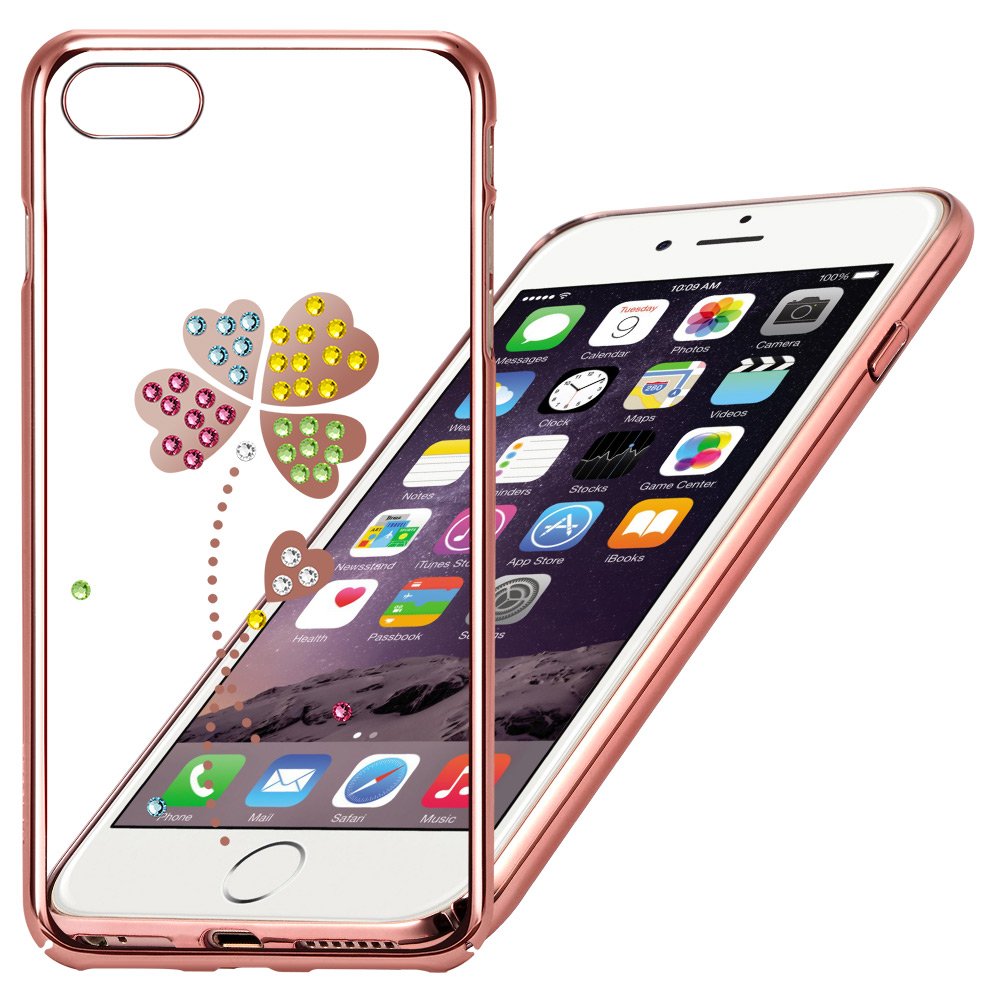 X-Fitted Plastic Case With Swarovski Crystals for Apple iPhone  6 / 6S Rose gold / Lucky Clover