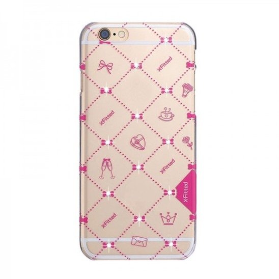 X-Fitted Plastic Case With Swarovski Crystals for Apple iPhone  6 / 6S Pink / Relationship