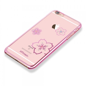 X-Fitted Plastic Case With Swarovski Crystals for Apple iPhone  6 / 6S Pink / Blossoming