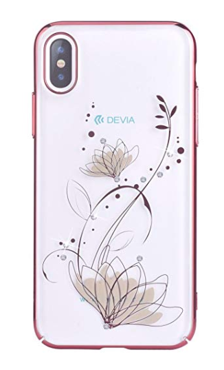 Devia Lotus Plastic Back Case With Swarovsky Crystals For Apple iPhone X / XS Rose Gold