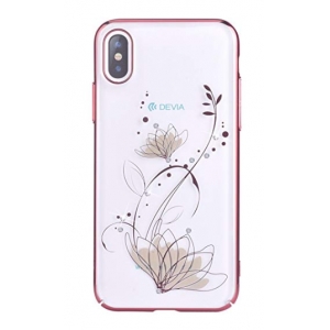 Devia Lotus Plastic Back Case With Swarovsky Crystals For Apple iPhone X / XS Rose Gold