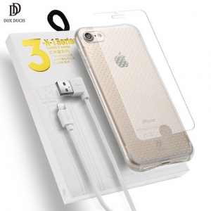 Dux Ducis 3 in 1 Set / Ultra Back Case 0.3 mm / Tempered Glass 9H / Micro USB Data Cable 90 cm White / For Samsung J330 Galaxy J3 (2017)