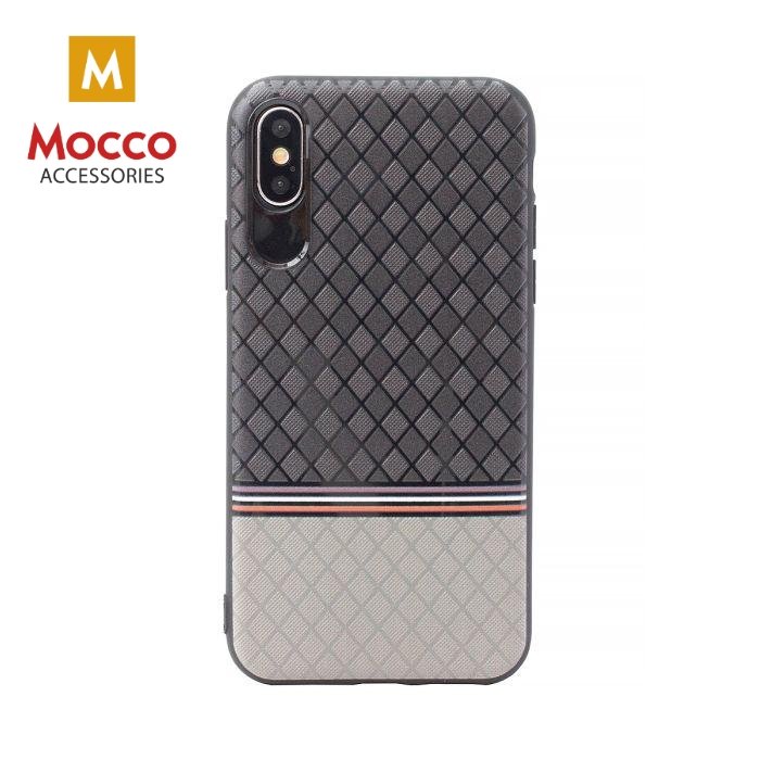 Mocco Trendy Grid And Stripes Silicone Back Case for Apple iPhone X / XS Grey (Pattern 2)