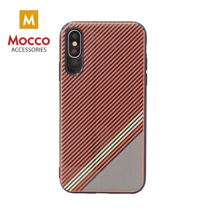 Mocco Trendy Grid And Stripes Silicone Back Case for Apple iPhone X / XS Red (Pattern 1)