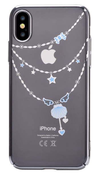 Devia Shell Plastic Back Case With Swarovsky Crystals For Apple iPhone X / XS Silver