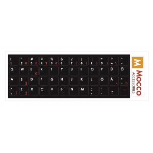 Mocco Keyboard Sticks ENG / EE With Laminated Waterproof Level Black / Red