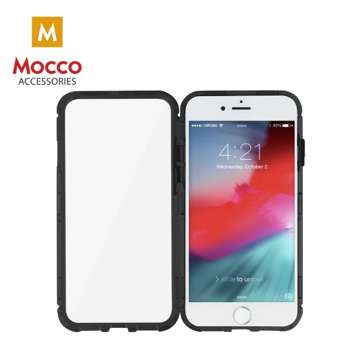 Mocco Double Side Aluminum Case 360 With Tempered Glass For Apple iPhone XS Max Transparent - Black