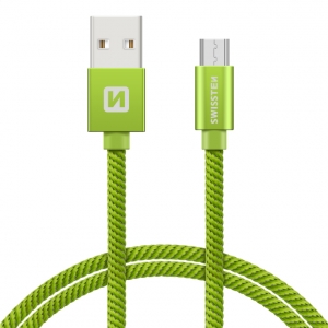 Swissten Textile Universal Micro USB Data and Charging Cable 1.2m Green