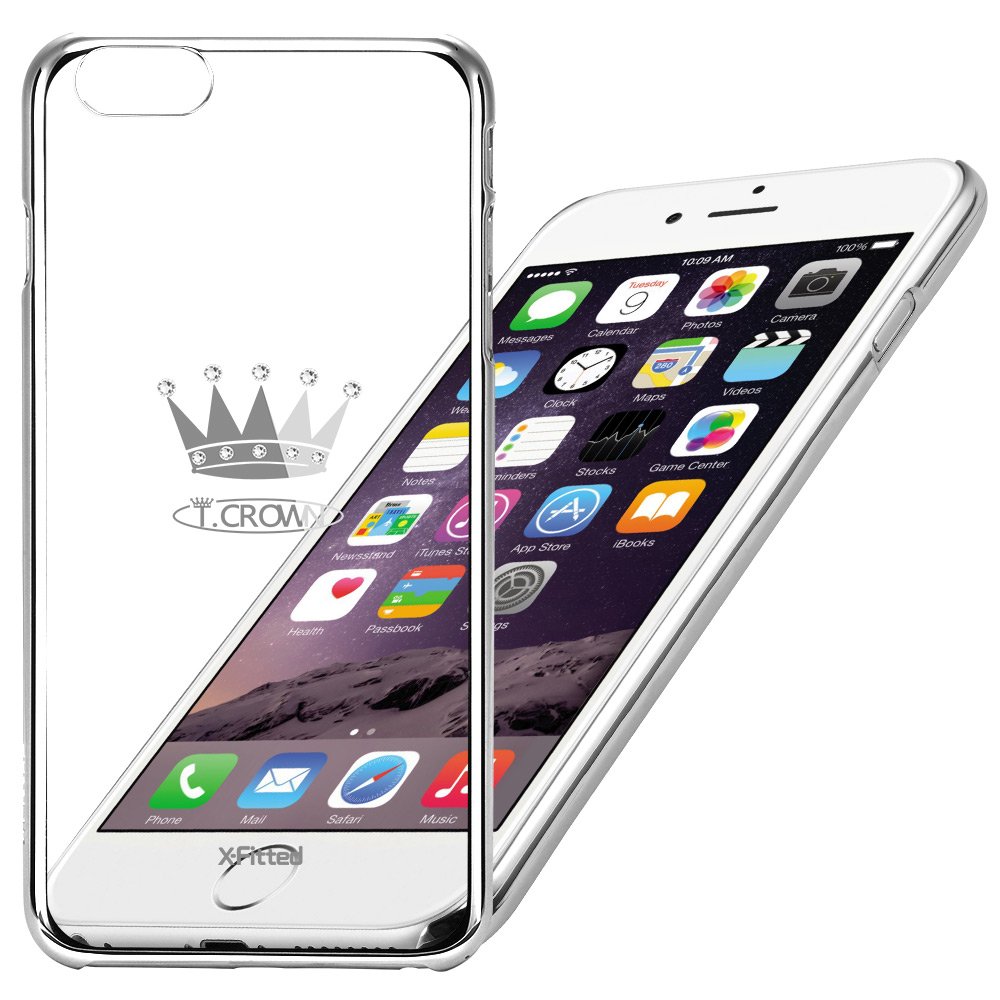 X-Fitted Plastic Case With Swarovski Crystals for Apple iPhone  6 / 6S Silver / Crown
