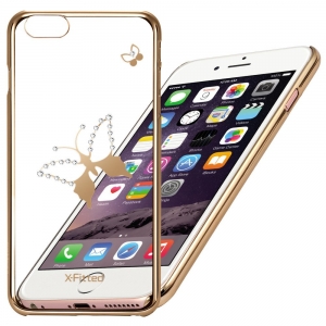 X-Fitted Plastic Case With Swarovski Crystals for Apple iPhone  6 / 6S Gold / Classic Butterfly