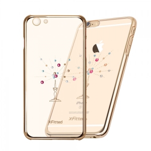 X-Fitted Пластиковый чехол С Кристалами Swarovski для Apple iPhone  6 / 6S Золото / Звездное Небо