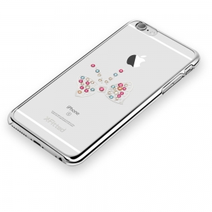 X-Fitted Plastic Case With Swarovski Crystals for Apple iPhone  6 / 6S Silver / Butterfly