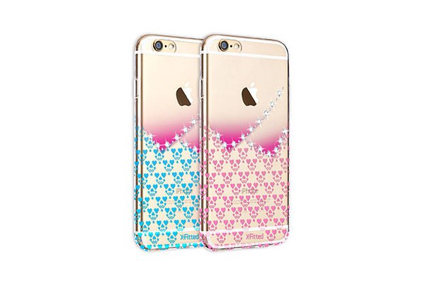 X-Fitted Plastic Case With Swarovski Crystals for Apple iPhone  6 / 6S Pink / Hearts