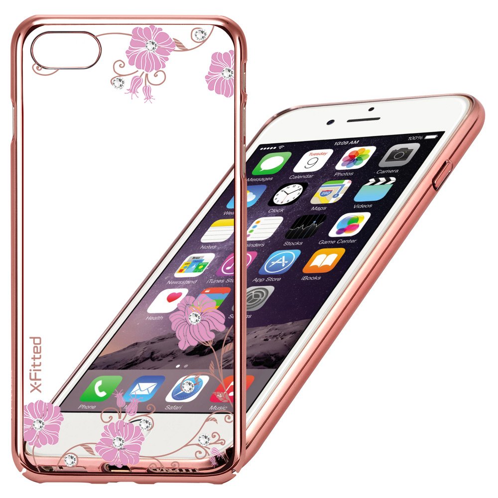 X-Fitted Plastic Case With Swarovski Crystals for Apple iPhone  6 / 6S Rose gold / Graceland