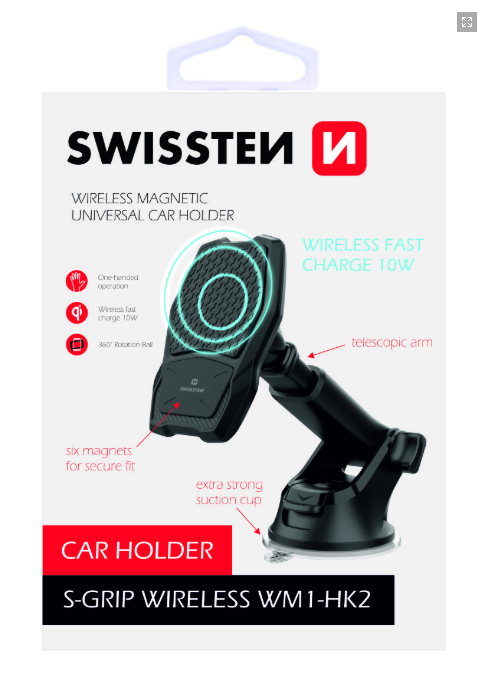 Swissten WM1-HK2 Car Holder With Wireless Charging + Micro USB Cable 1.2m Black