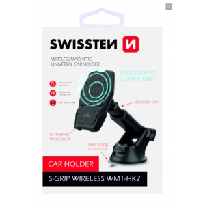 Swissten WM1-HK2  Универсальный Держатель C Беспроводной Зарядкой + Micro USB Провод 1.2м Черный