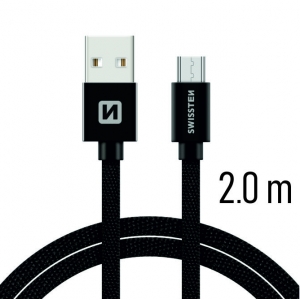 Swissten Textile Quick Charge Универсальный Micro USB Кабель данных 2m черный