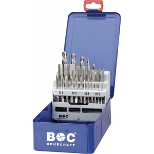 HAND TAPS DIN 352 HSS-G IN METALLKASSETTE 28-PCS. M 3 - M 12 3-PCS.+CORE DRILLS /  GK12 BOHRCRAFT
