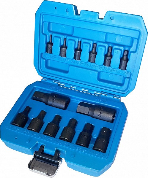 14-OS. 1 / 4"+3 / 8"+1 / 2" LÜHIKESTE LÖÖK-KUUSKANTOTSIKUTE KOMPL. 2.5-19MM TRIUMF