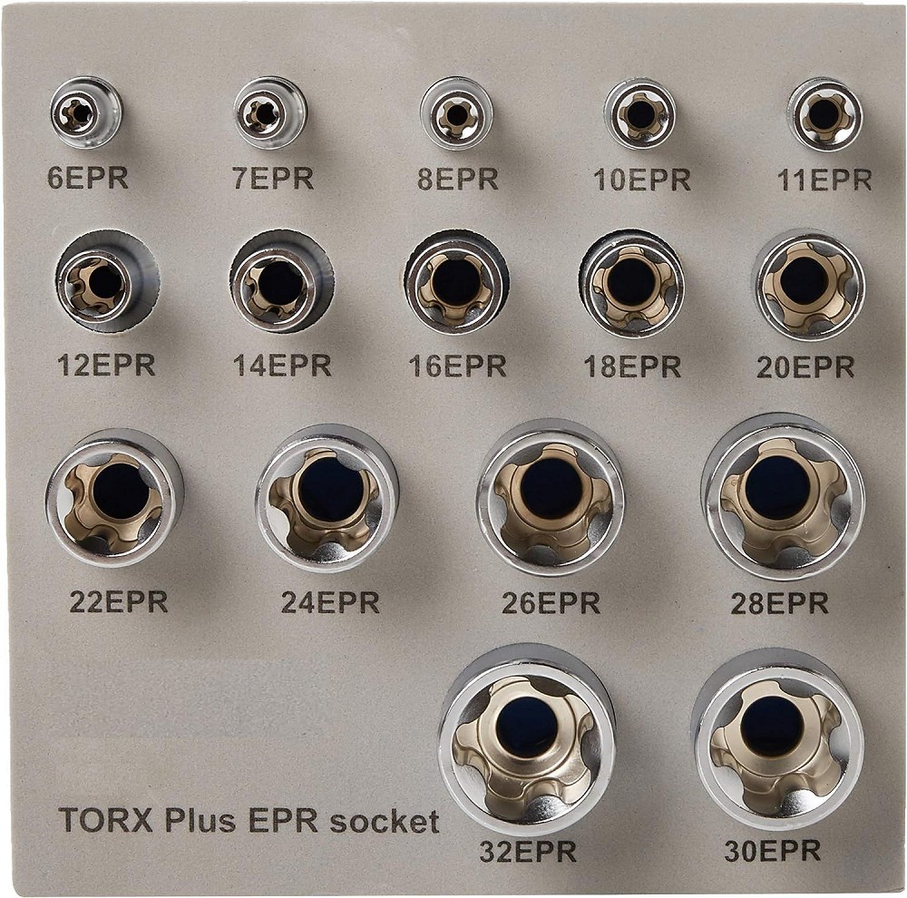 16-OS. 1 / 4"+3 / 8"+1 / 2" 5-TÄHT TORX PLUS E-PADRUNITE KOMPL. 6EPR-30EPR TRIUMF