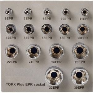 16-OS. 1 / 4"+3 / 8"+1 / 2" 5-TÄHT TORX PLUS E-PADRUNITE KOMPL. 6EPR-30EPR TRIUMF