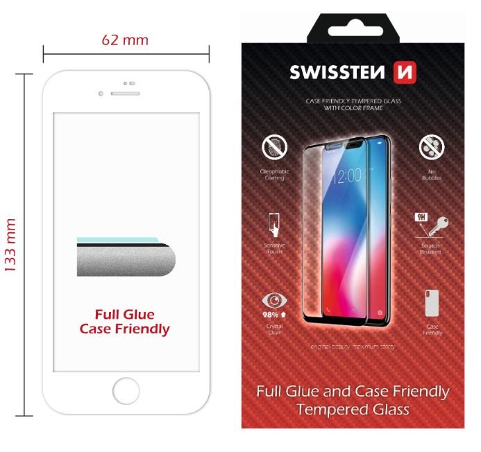 Swissten Full Face 5D Tempered Glass Apple iPhone 7 / 8 White