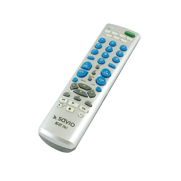 Savio RC-02 Универсальный Пульт TV / DVD / SAT / VCR / AUX / CABLE / DVB-T / 7 in 1 / Серебряный