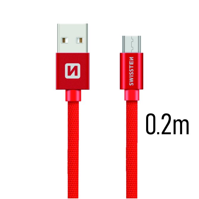 Swissten Textile Quick Charge Универсальный Micro USB Кабель данных 0.2m Красный