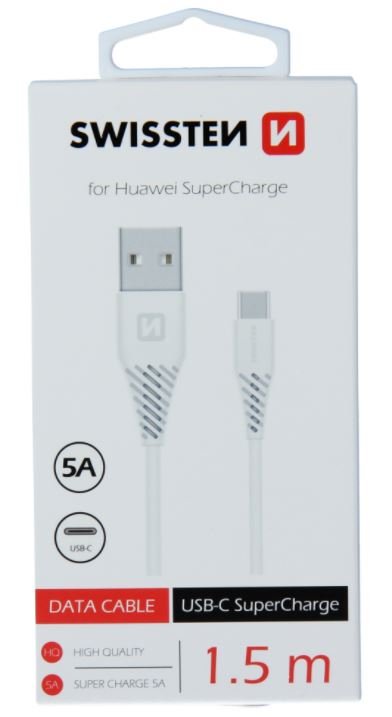 Swissten 5A Super Fast Charge for Huawei USB-C Data and Charging Cable 1.5m White