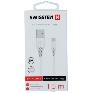 Swissten 5A Super Fast Charge for Huawei USB-C Data and Charging Cable 1.5m White