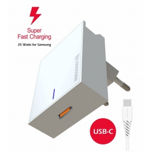 Swissten Premium 25W Samsung Super Fast Charging Travel зарядное устройство с кабелем USB-C - USB-C 1.2 м Черный