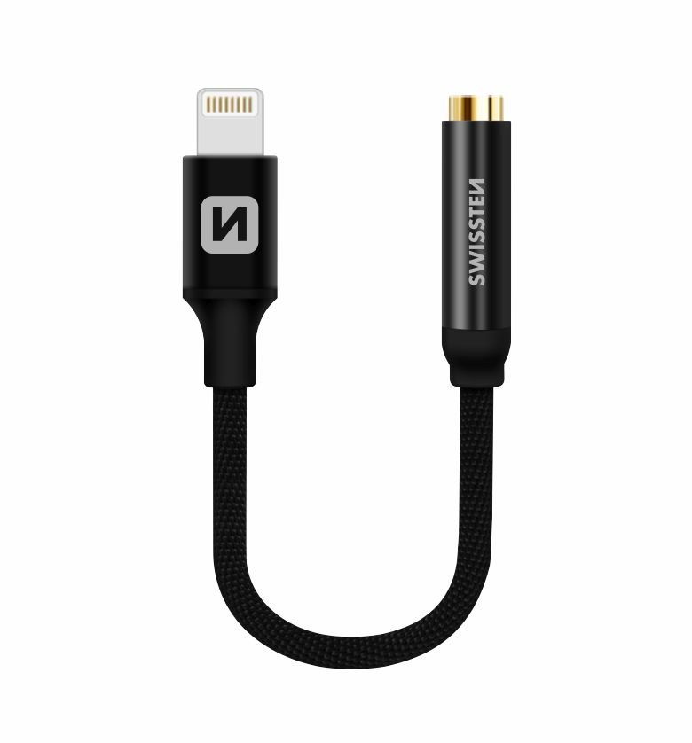 Swissten Lightning to Jack 3.5mm Audio Adapter for iPhone and iPad 15 cm Black