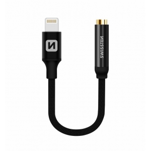 Swissten Lightning нa 3.5 mm Аудио Адаптер для iPhone и iPad 15 cm черный