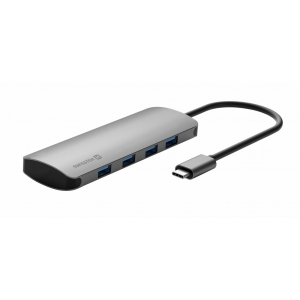 Swissten USB-C разветвитель 4in1 с 4 разъемами USB 3.0 / Алюминиевый корпус