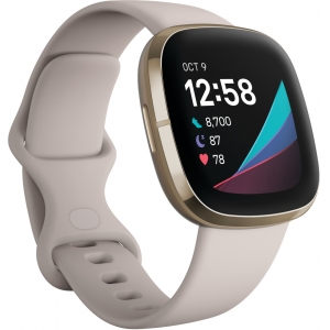 Fitbit Sense, lunar white/soft gold stainless steel