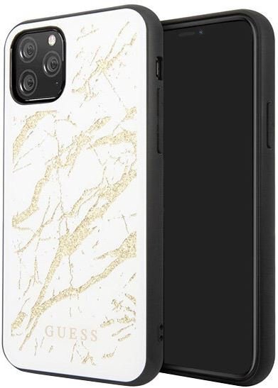 Guess GUHCN65MGGWH Marble Glass Back Case Чехол для Apple iPhone 11 Pro Max White