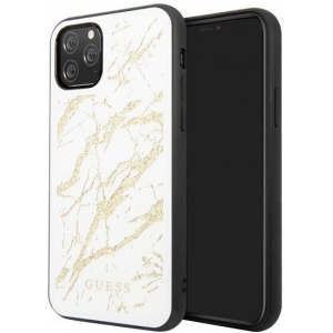 Guess GUHCN65MGGWH Marble Glass Back Case Чехол для Apple iPhone 11 Pro Max White