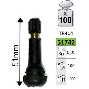 VENTIIL TR414 51MM "GOOD FOR GO" JBM 100TK PAKIS. MÜÜME PAKK!