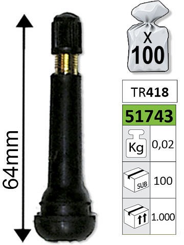 VENTIIL TR418 64MM "GOOD FOR GO" JBM 100TK PAKIS. MÜÜME PAKK!