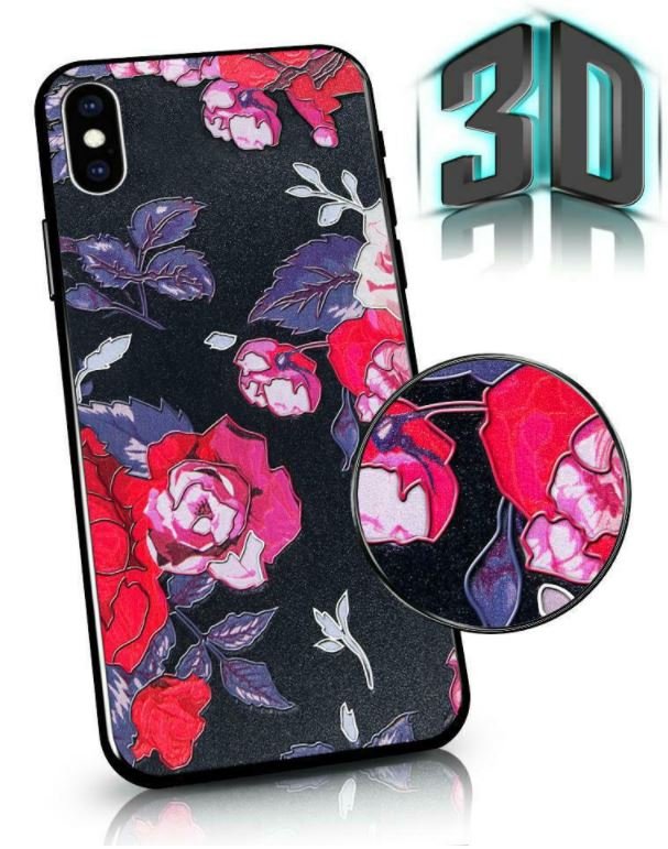Mocco Flowers Back Case 3D for Apple Iphone 7 / 8 Black