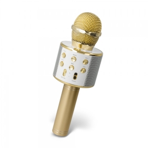 Forever BMS-300 Bluetooth 4.0 Microphone Karaoke With Build In Speaker / 3W / Aux / Voice Modulator / USB / MicroSD / Gold