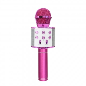 Forever BMS-300 Bluetooth 4.0 Микрофон Караоке с Колонкой / 3W / Aux / Голосовой Модулятор / USB / MicroSD / розовый