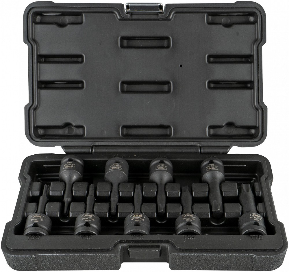 8-OS. 1 / 2" PIKKADE TORX LÖÖKOTSIKUTE STARDIKOMPLEKT T25-T70 JBM