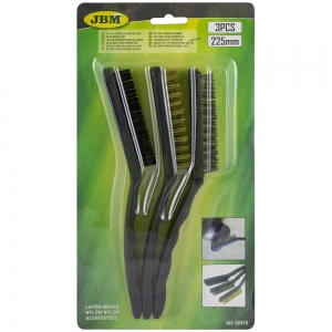 3-OS. TÄPPIS KÄSITERASHARJADE KOMLEKT "BRASS / NYLON / STEEL" JBM